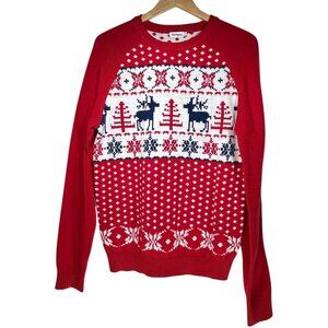 Blueberry Style Sweater Sz M Fair Isle Reindeer Ugly Christmas Sweater Winter